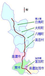 長良川鉄道の沿線市町村の地図