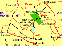 Map around Western Montana