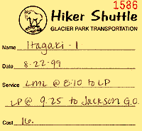 Hiker Shuttle Ticket