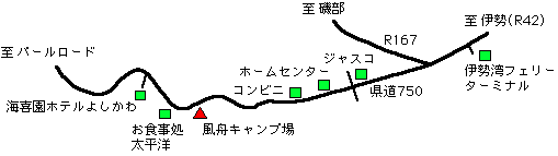 風舟キャンプ場周辺の地図